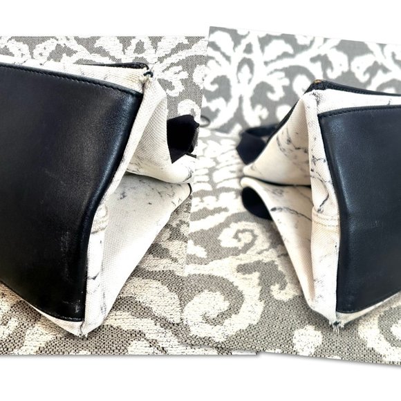 BALENCIAGA Navy Cabas Small Black White Marble Print Tote Bag with Zip Pouch - Picture 10 of 10